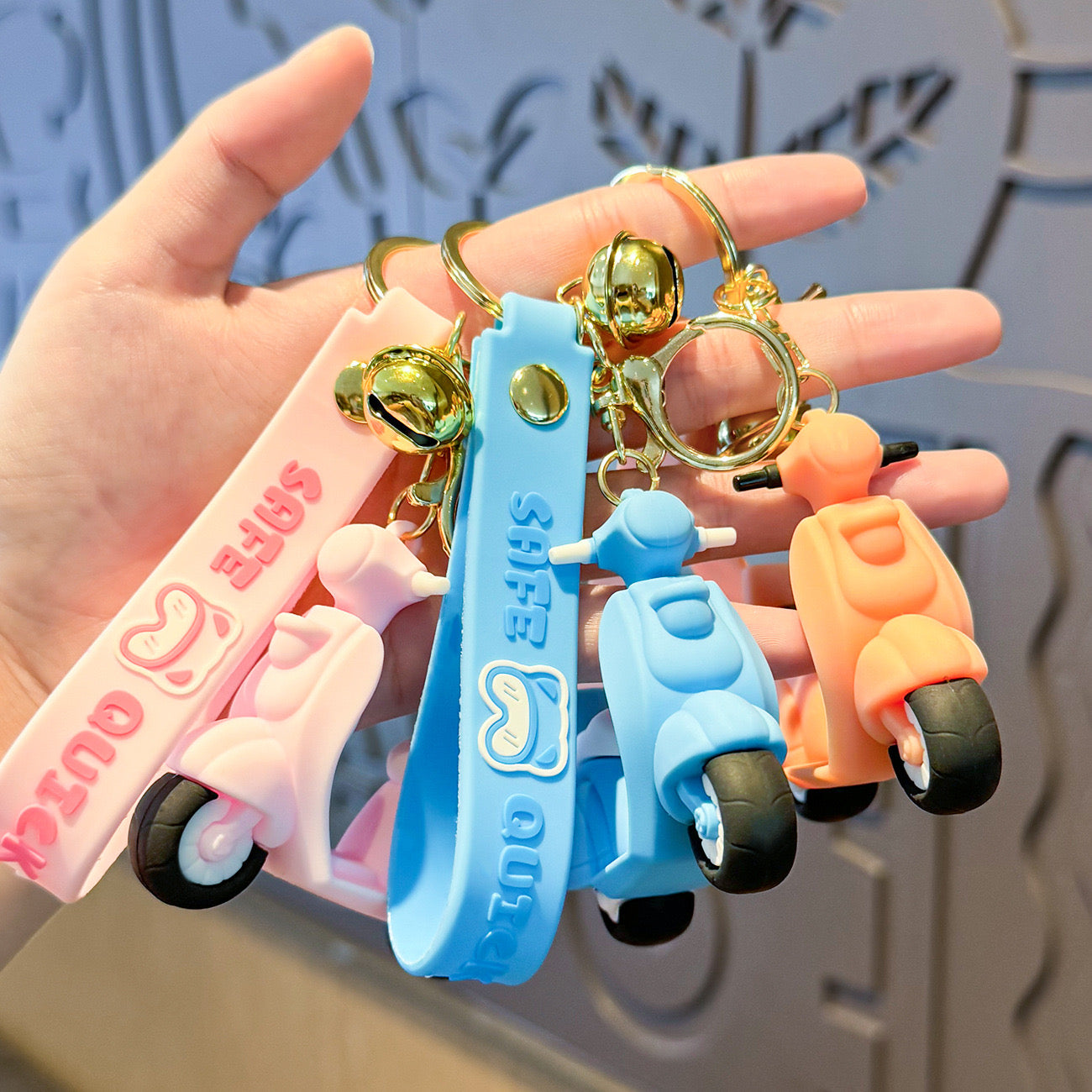 Mini Scooter Keychain with Silicone Wrist Strap – Adorable Design