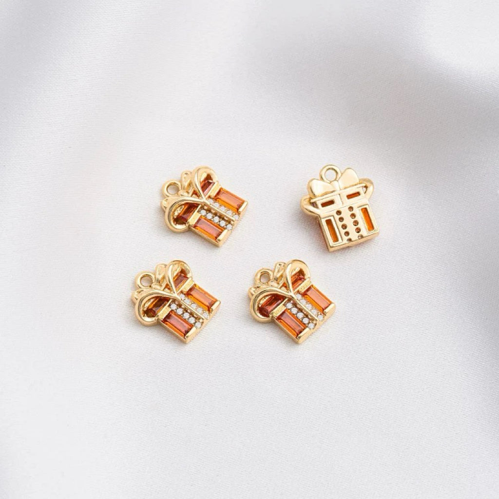 Elegant 14K Gold Christmas Enamel Charms for DIY Jewelry Making