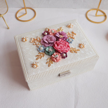 Luxury Floral Jewelry Box - Pink/White Elegance & Storage