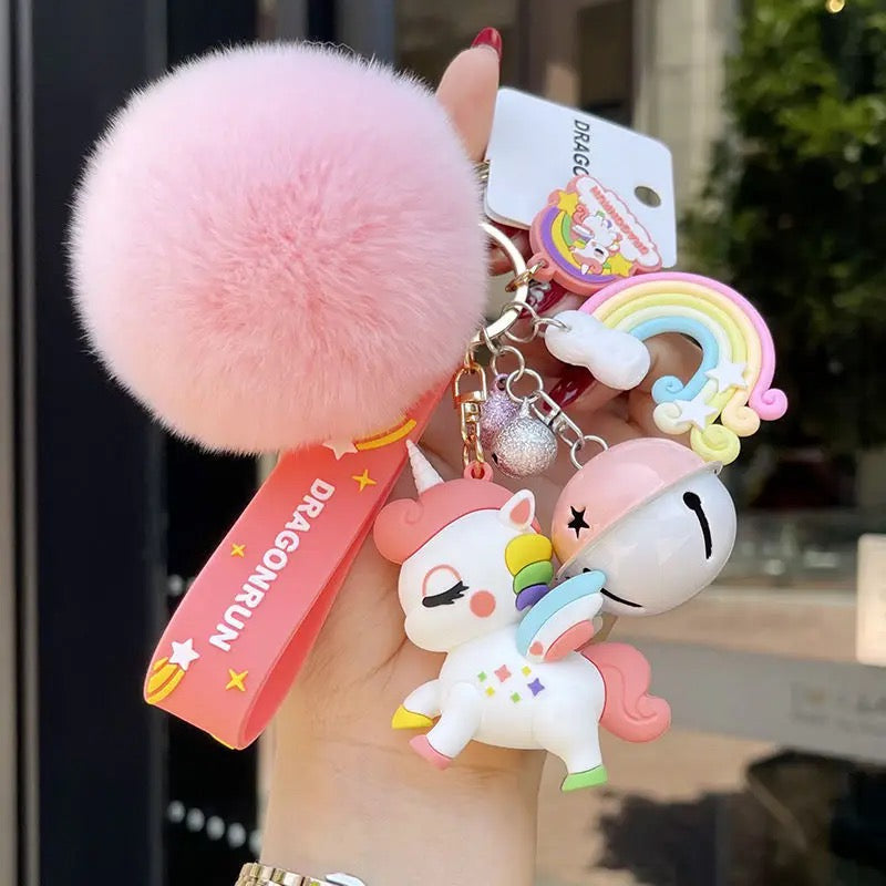 Adorable Unicorn Keychain with Rainbow