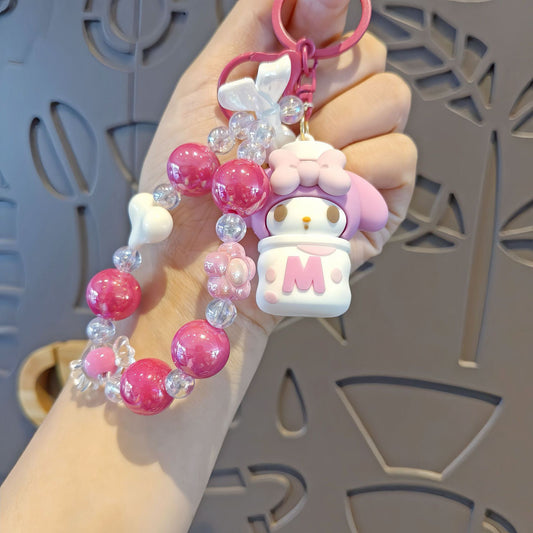 Lanière de téléphone en perles de fleurs Snack Sanrio