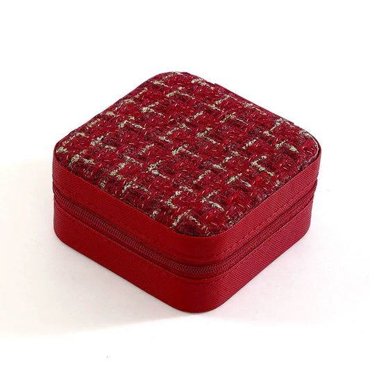 Premium Tweed Jewelry Organizer Box - Assorted Colors - Ideal for Storage and Organization