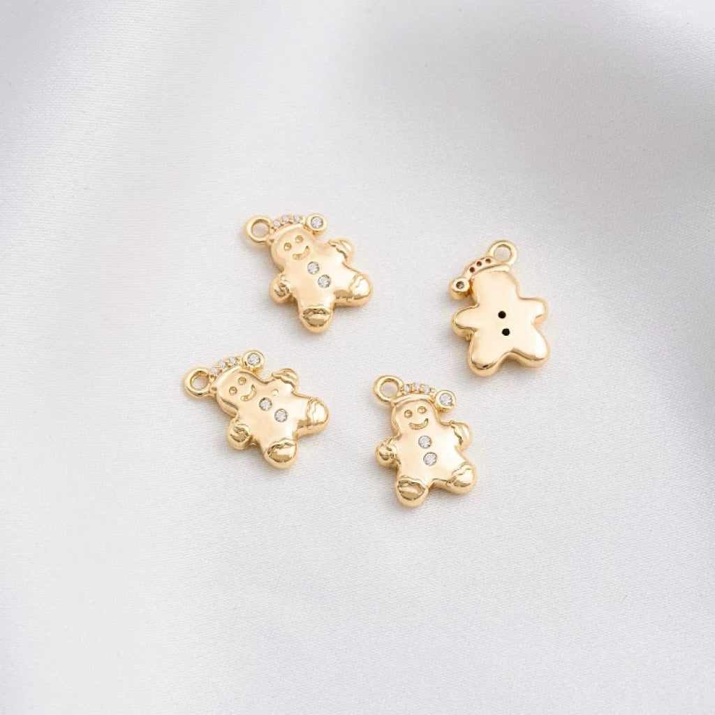 Elegant 14K Gold Christmas Enamel Charms for DIY Jewelry Making