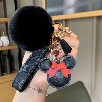 Mickey & Minnie Series Luxurious Pom-Pom Charm Keychain