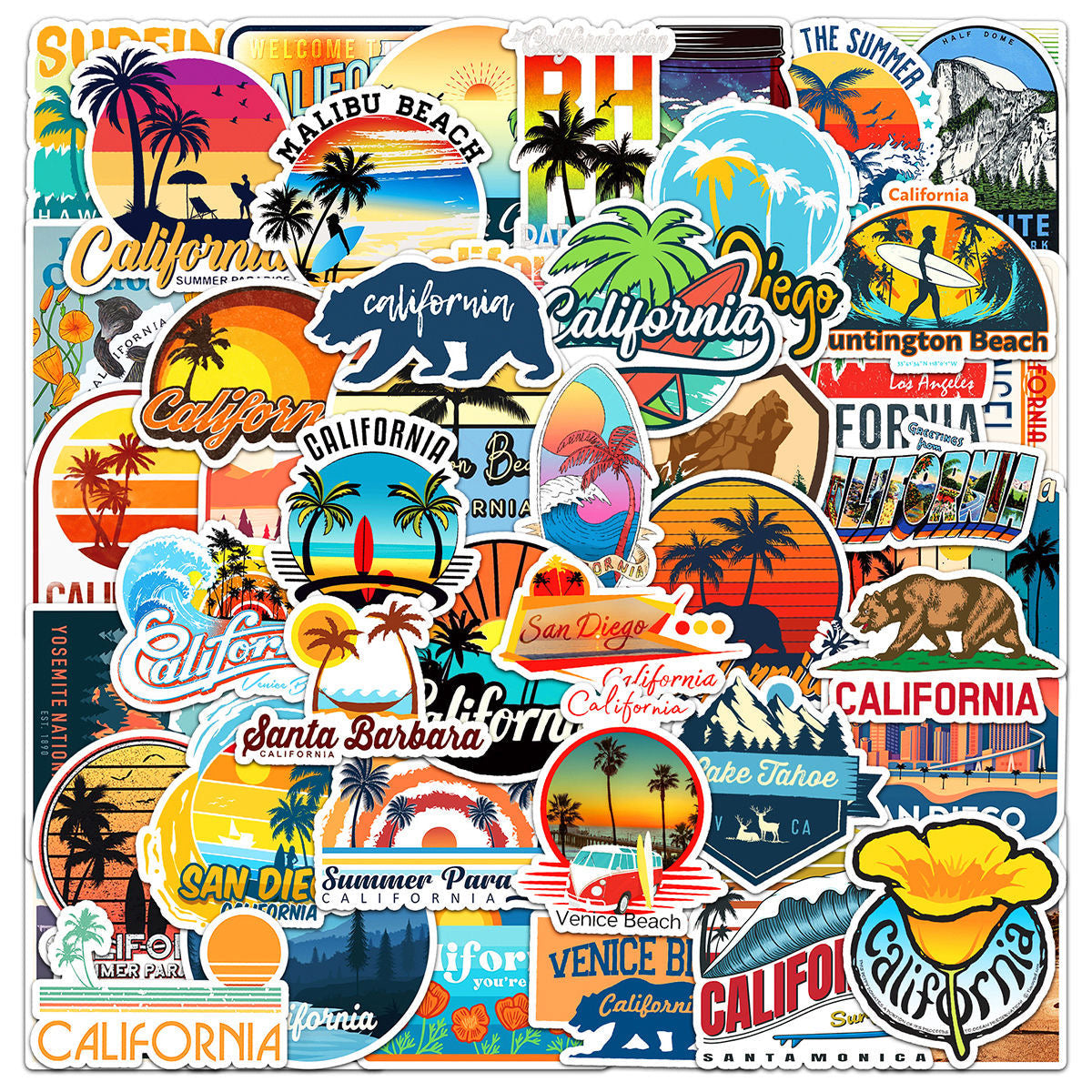 California DIY Outdoor Adventure Stickers - 50Pcs