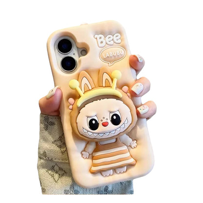 Funda para teléfono con soporte de Labubu Kawaii