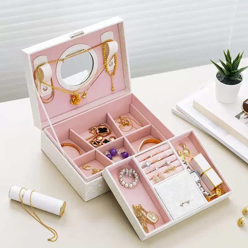 Luxury Floral Jewelry Box - Pink/White Elegance & Storage