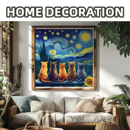 Starry Night Cat Theme Wooden Puzzle – Unique Jigsaw Gift