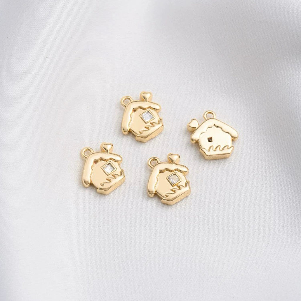 Elegant 14K Gold Christmas Enamel Charms for DIY Jewelry Making