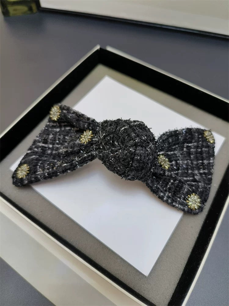 Tweed Elegance Bow Clips