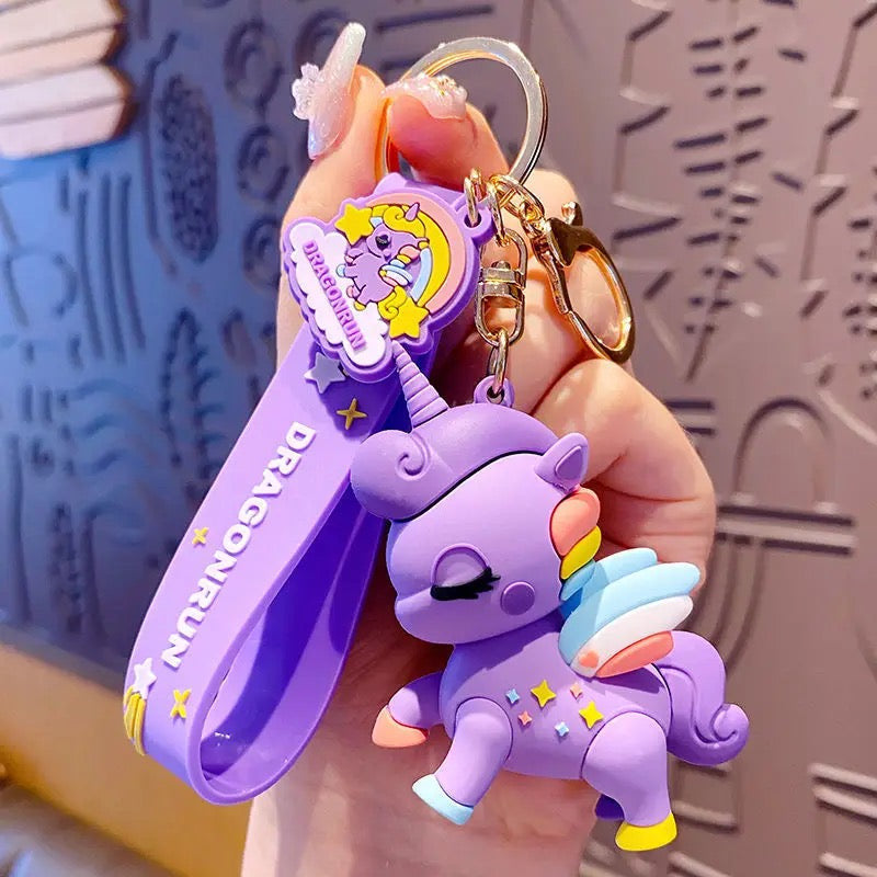 Adorable Unicorn Keychain with Rainbow