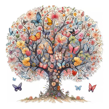 Butterfly Tree Wooden Puzzle – Whimsical Jigsaw Puzzle Gift for Puzzle Lovers