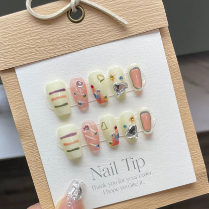 Rainbow Press On Nails