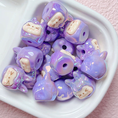 Iridescent Kawaii Animal Beads – Pastel Resin Charms for DIY Jewelry & Crafts