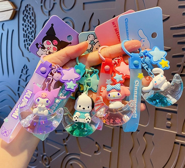 Sanrio Starry Moon Keychain - Cute Cinnamoroll, Pochacco, Kuromi & My Melody Designs for Bags and Keys