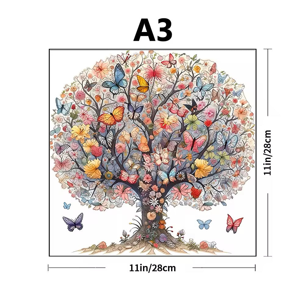 Butterfly Tree Wooden Puzzle – Whimsical Jigsaw Puzzle Gift for Puzzle Lovers