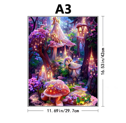 Enchanted Mushroom House Puzzle - Floral Night, Gift for Puzzle Lovers