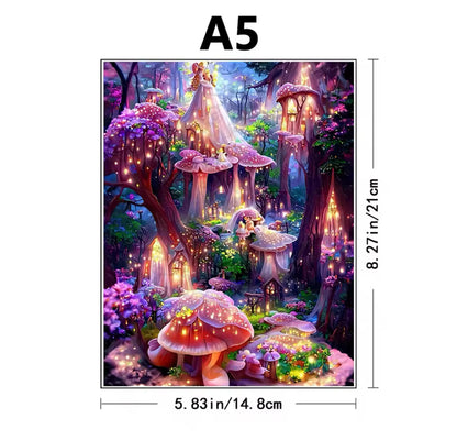 Enchanted Mushroom House Puzzle - Floral Night, Gift for Puzzle Lovers