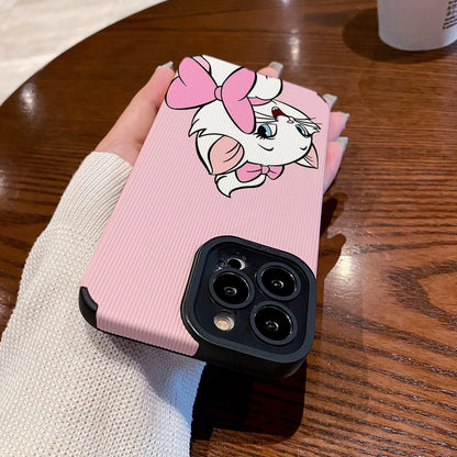 Bonita funda para teléfono con diseño de gato Marie en color rosa