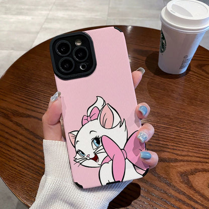 Bonita funda para teléfono con diseño de gato Marie en color rosa