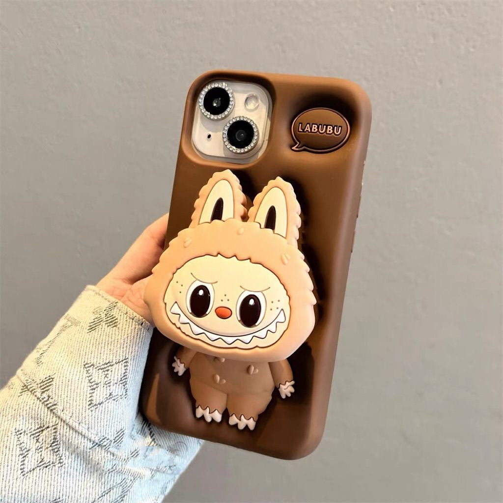 Funda para teléfono con soporte de Labubu Kawaii