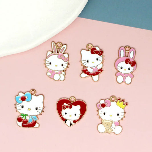 Whimsical Hello Kitty Alloy Charms for Jewelry Making