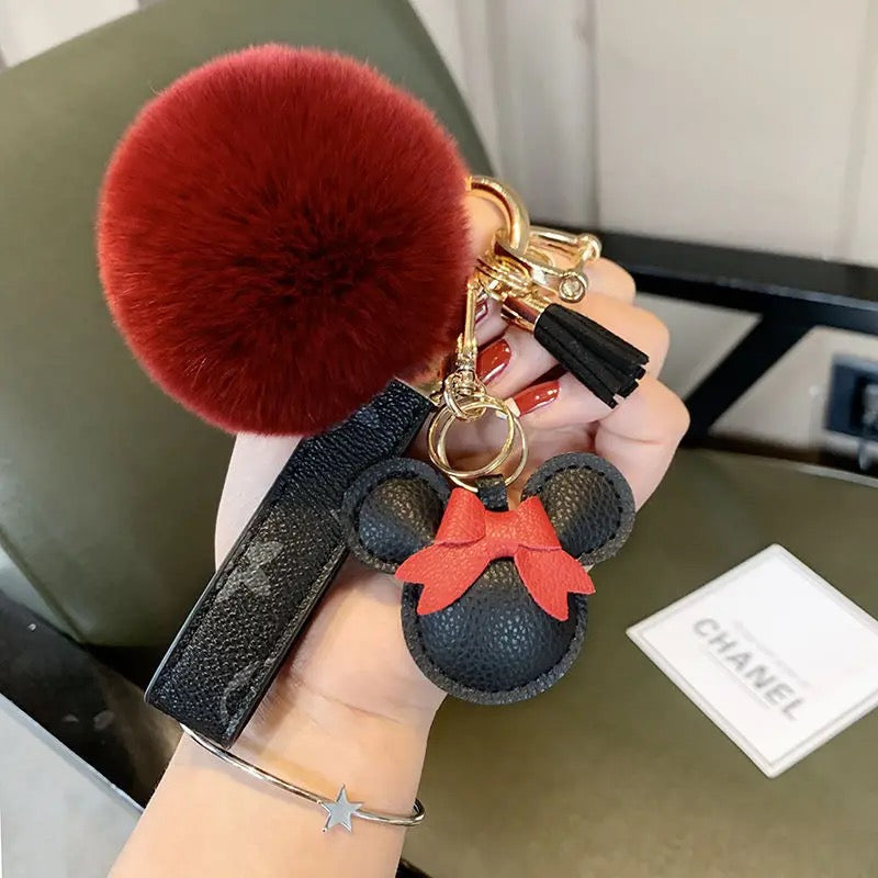 Mickey & Minnie Series Luxurious Pom-Pom Charm Keychain