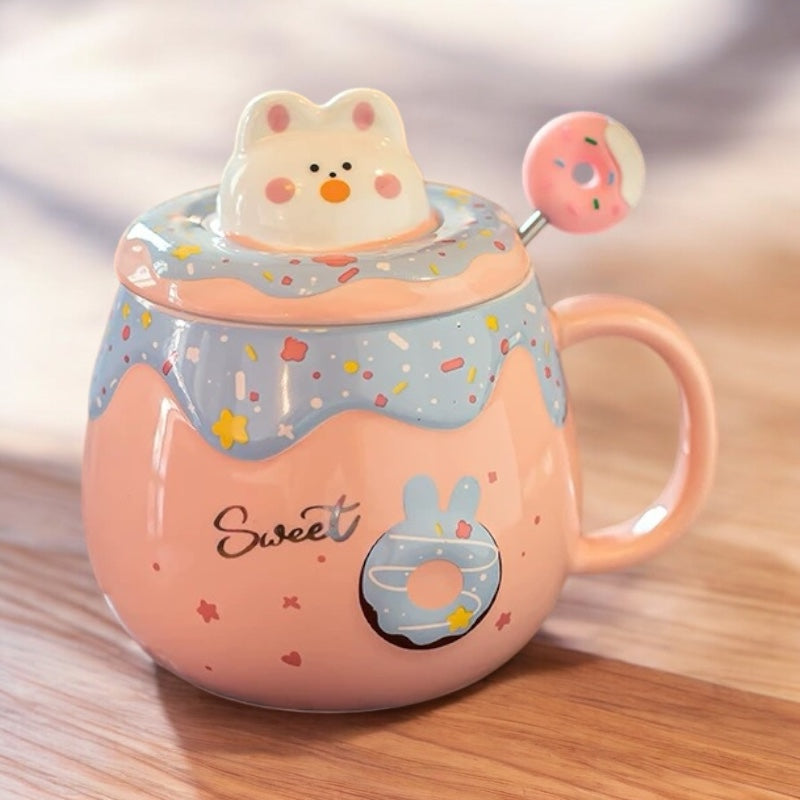 Cartoon Doughnut Bunny Ceramic Mug