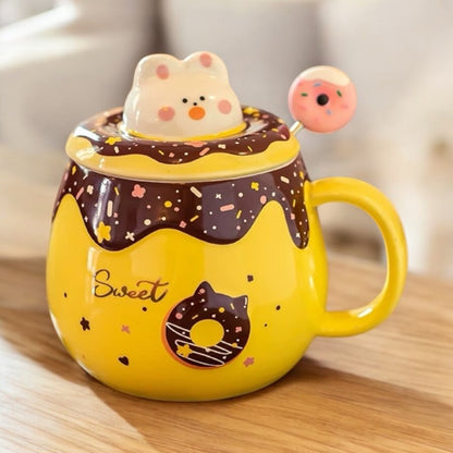 Cartoon Doughnut Bunny Ceramic Mug