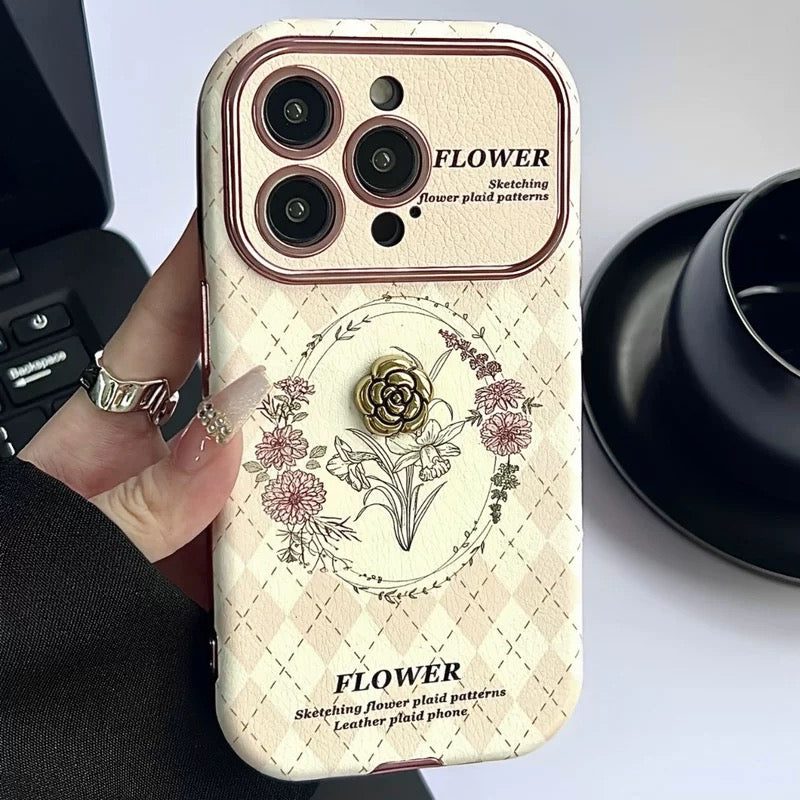 Sketch Floral Leather Phone Case