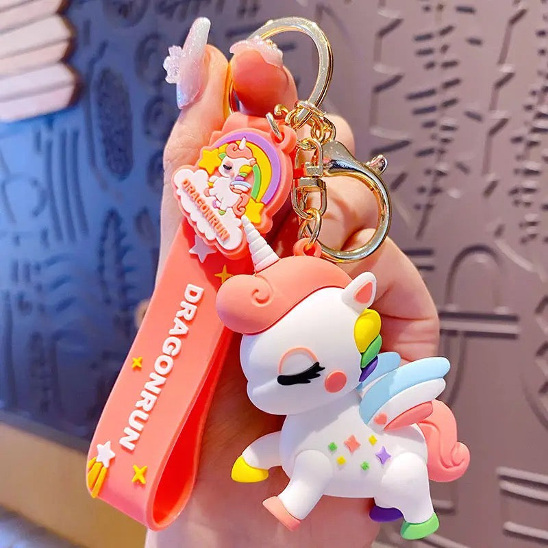 Adorable Unicorn Keychain with Rainbow