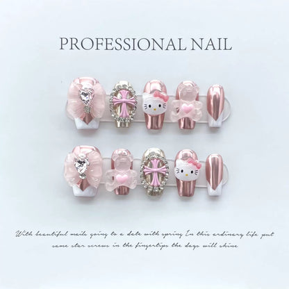 Pink Kitty Press-on Nails