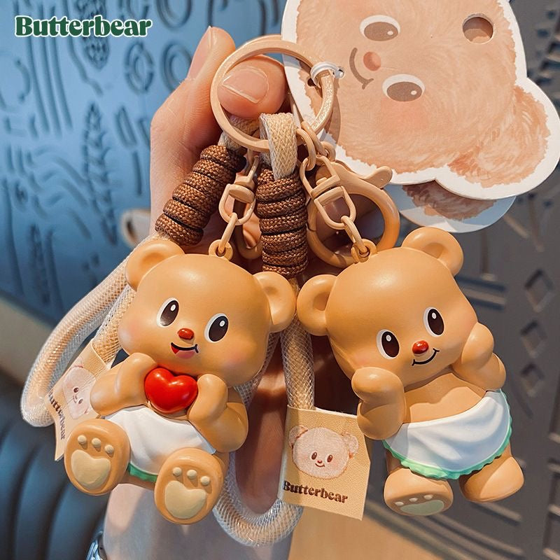 Butterbear Plush Bear Keychain - Cute Donut & Angel Designs for Bags and Keys