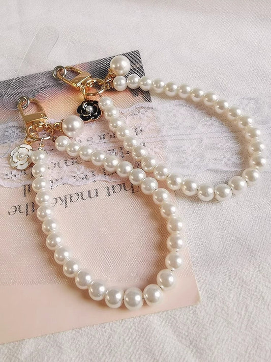 Elegant Pearl Blossom Phone Lanyard