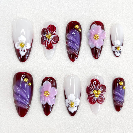 Crimson Elegance Press-on Nails