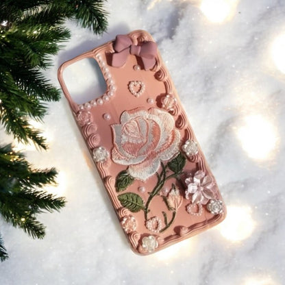 Handmade Vintage Rose Embroidered Phone Case