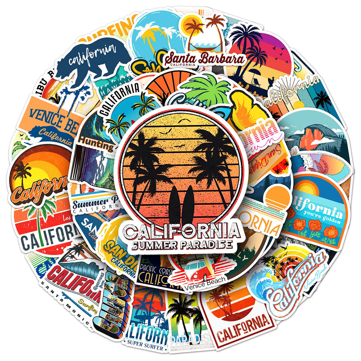 California DIY Outdoor Adventure Stickers - 50Pcs