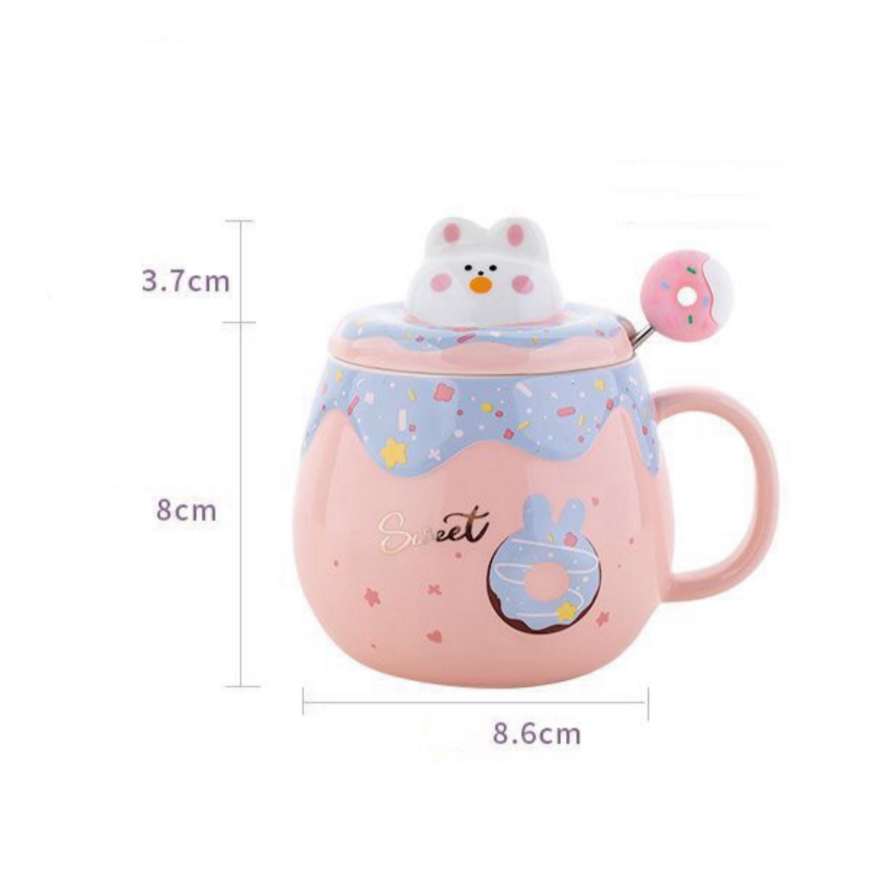 Cartoon Doughnut Bunny Ceramic Mug