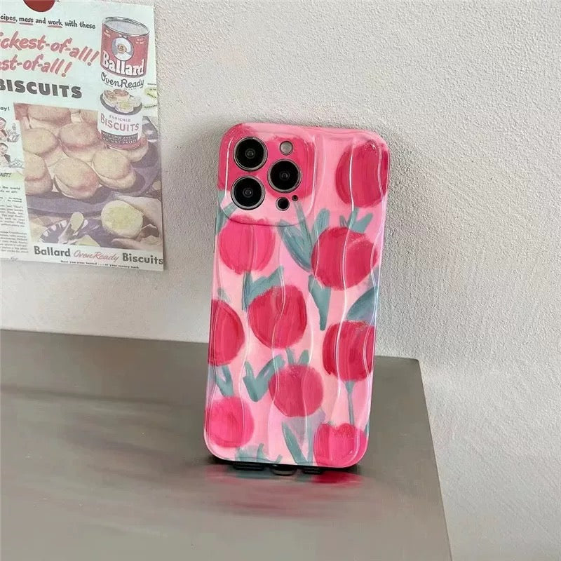 Funda para teléfono con flores de tulipán