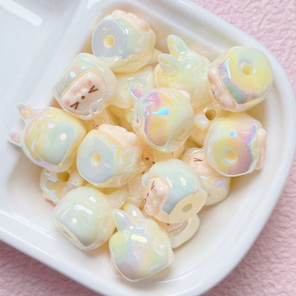 Iridescent Kawaii Animal Beads – Pastel Resin Charms for DIY Jewelry & Crafts