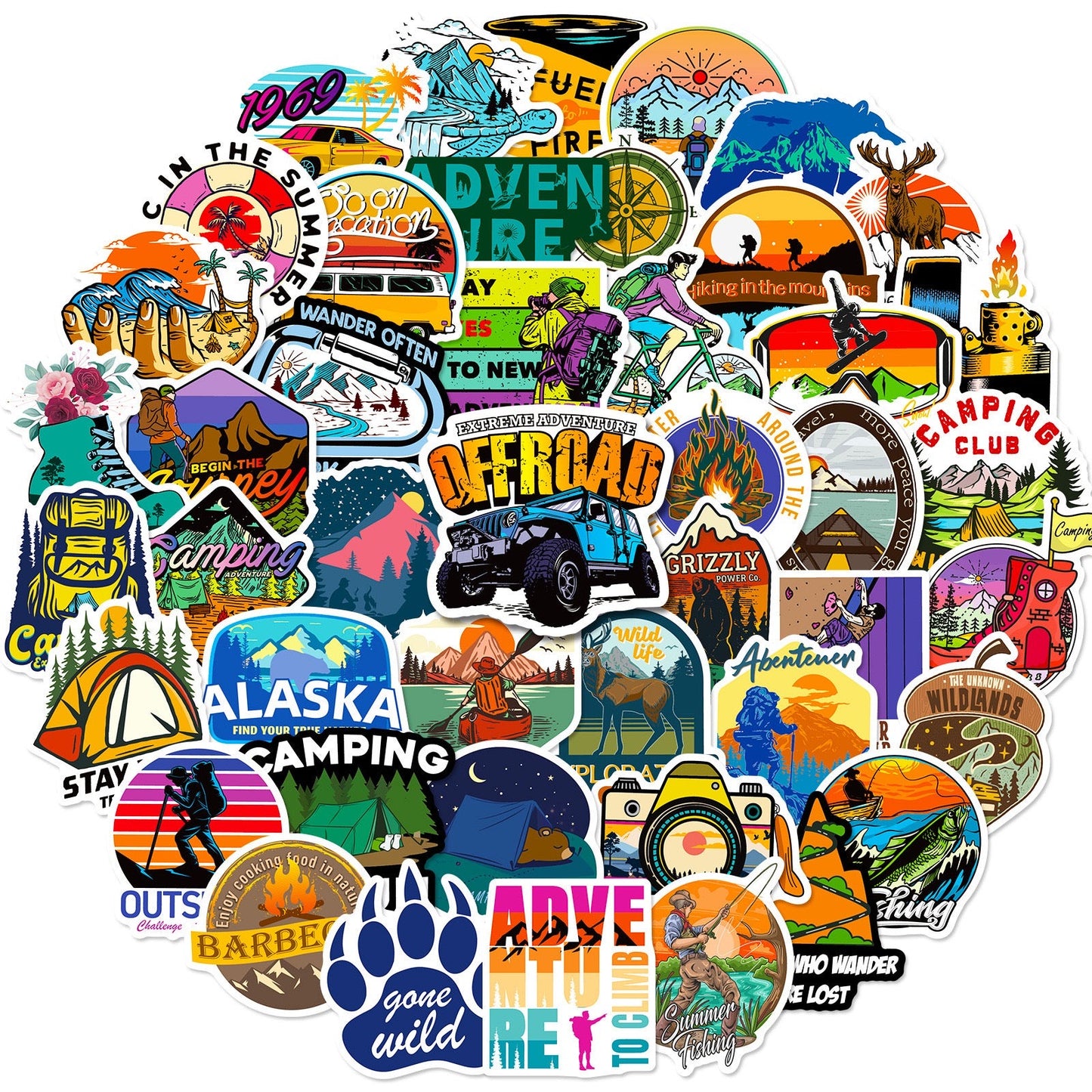 Off-road Travel Stickers - 50pcs