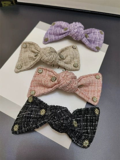 Tweed Elegance Bow Clips