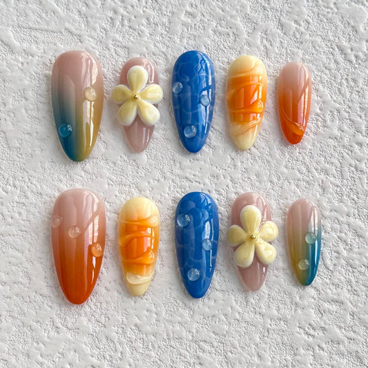 Uñas postizas con efecto brisa tropical del océano