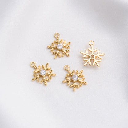 Elegant 14K Gold Christmas Enamel Charms for DIY Jewelry Making