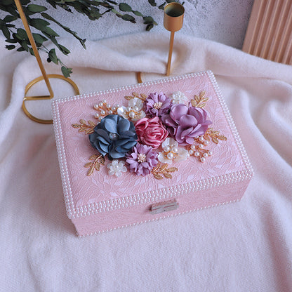 Luxury Floral Jewelry Box - Pink/White Elegance & Storage