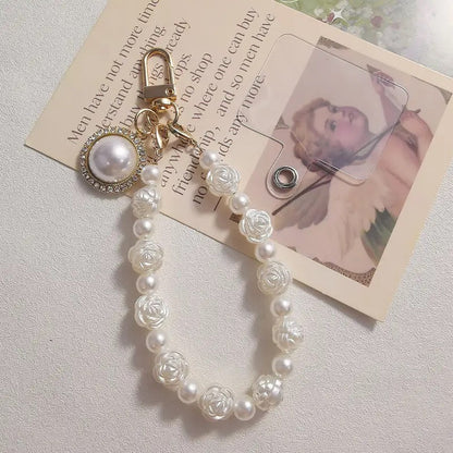 White Rose Pearl Phone Lanyard