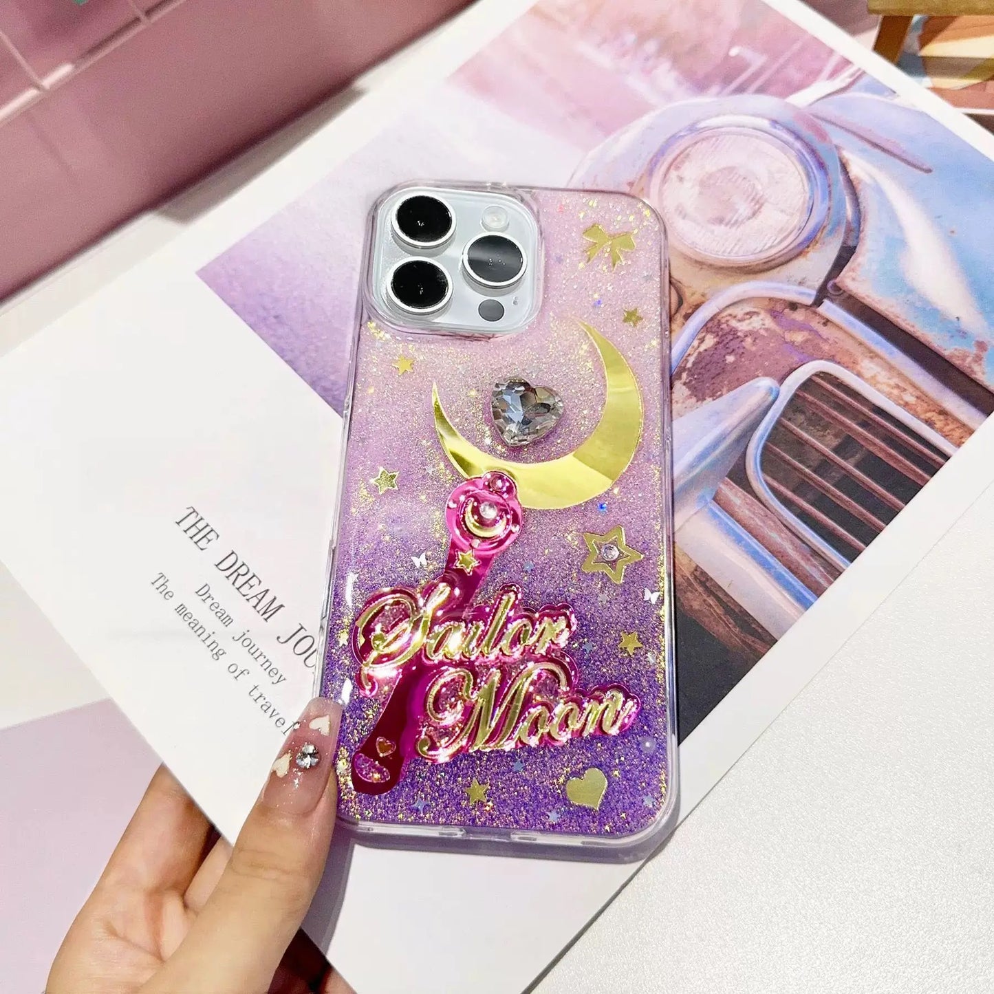 Handmade Gradient Glitter Magical Sailor Moon Phone Case