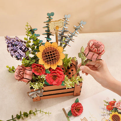 Romantic Wooden Flower Puzzle - Handcrafted 3D Floral Kit