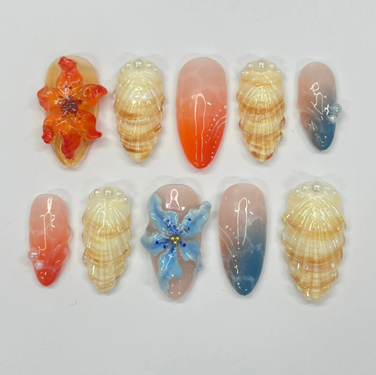 Ongles à coller Seashell Serenity