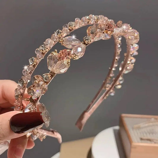 Elegante diadema con diamantes de imitación